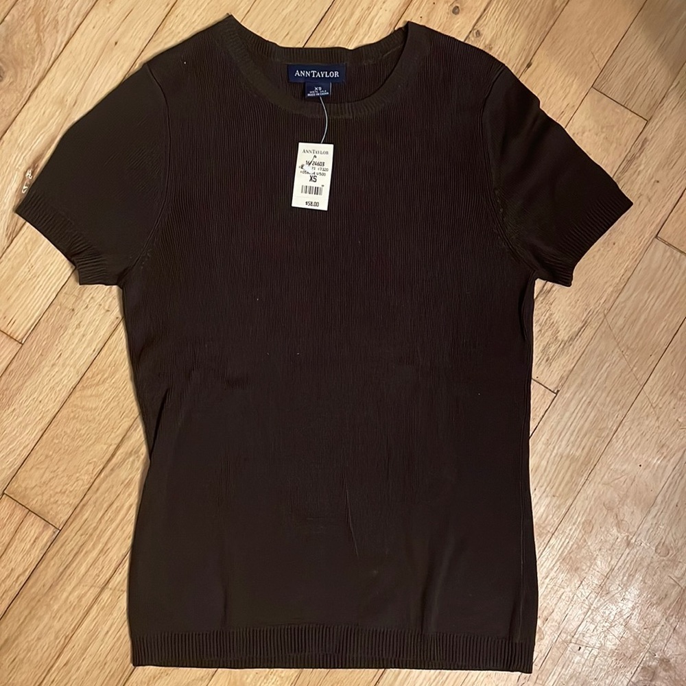 Women’s Ann Taylor Short Sleeve Brown Silk Sweater Size XS